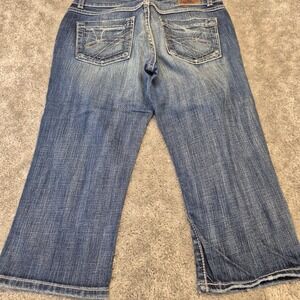 BKE Culture Women Blue Stretch Denim Capri Jeans Size 30 Dark Wash Cropped